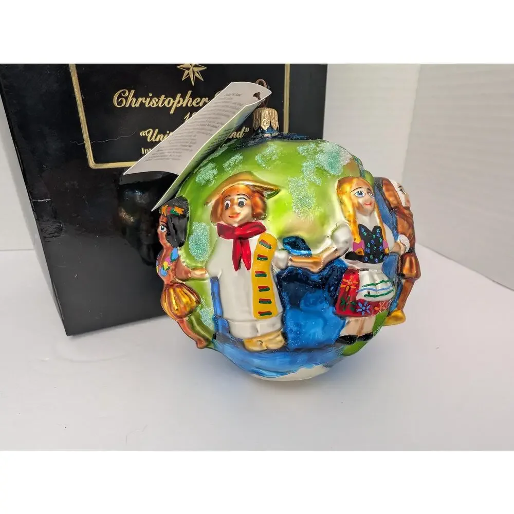 Christopher Radko United We Stand 1999 World Globe Children Glass Ornament